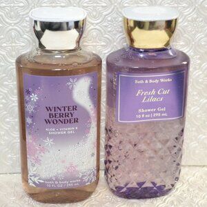 Bath And Body Works 2  Bottles New Shower Gel Winterberry Fresh Cut Lilacs 10oz